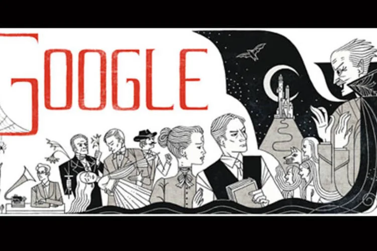 Doodle do dia é homenagem aos 165 anos do nascimento do escritor Bram Stoker, criador do Conde Drácula (Reprodução/Exame.com)