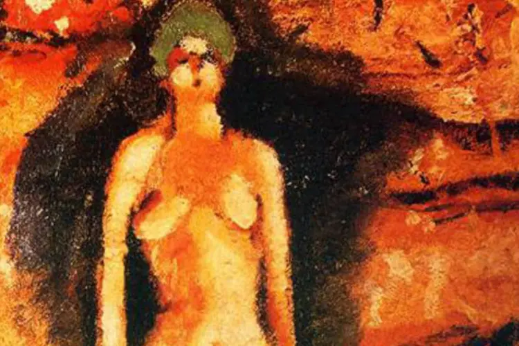 
	Duchamp: a obra mostra o corpo nu de uma mulher de p&eacute; com os bra&ccedil;os junto ao corpo e as pernas fechadas
 (Wikiart)