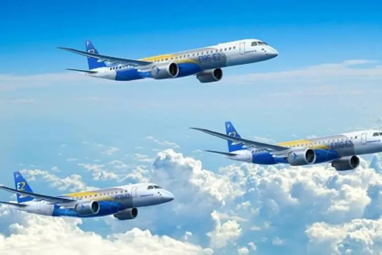 Jatos da família E-2: foram três pedidos firmes do E190-E2 e direito de compra de mais 12 aeronaves da família E2 (Divulgação/Embraer)
