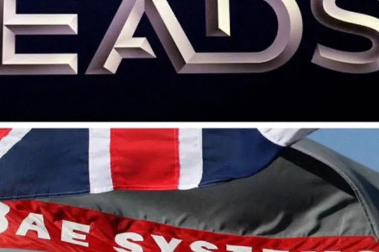 
	Logos da EADS e da BAE Systems: segundo a Invesco, a fus&atilde;o poderia afetar as perspectivas futuras
 (Christof Stache/AFP)