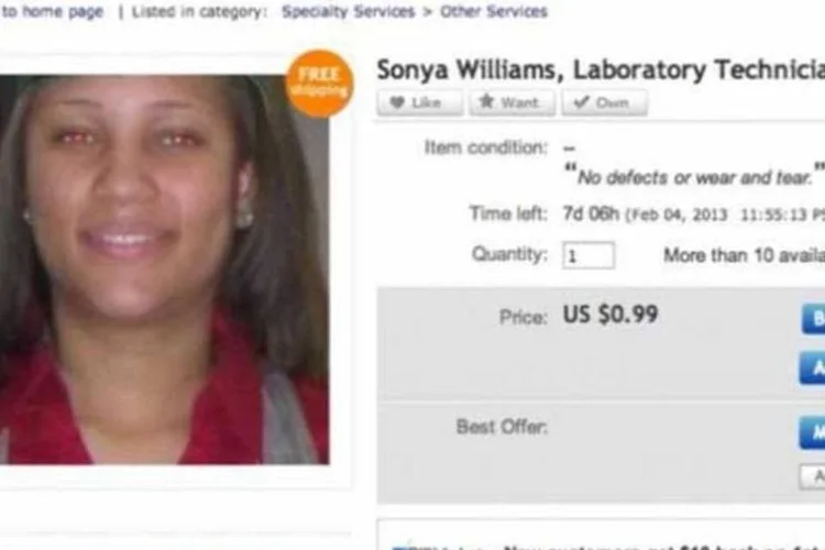 
	Curr&iacute;culo postado no eBay: p&aacute;gina afirmava tamb&eacute;m que o &ldquo;item&rdquo; seria despachado gratuitamente da cidade de Lansing, no estado americano de Michigan
 (Reprodução/Mashable/eBay)