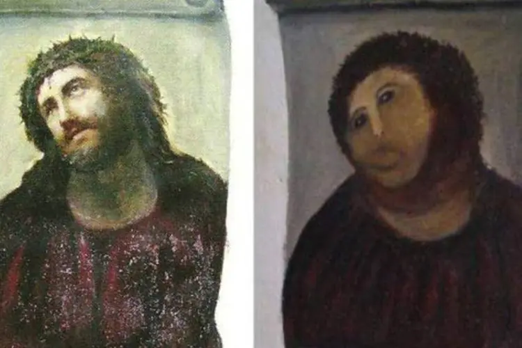 
	Antes e depois: o prefeito de Borja, Francisco Miguel Arilla, declarou que n&atilde;o se tomou nenhuma decis&atilde;o sobre o futuro do&nbsp;&quot;Ecce Homo&quot;
 (Wikimedia Commons)