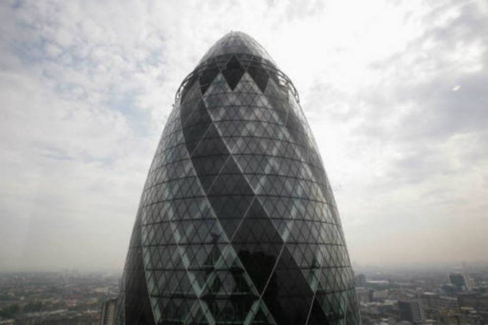 O edifício "The Gherkin", um dos mais emblemáticos do bairro financeiro da City de Londres (Daniel Berehulak/Getty Images)