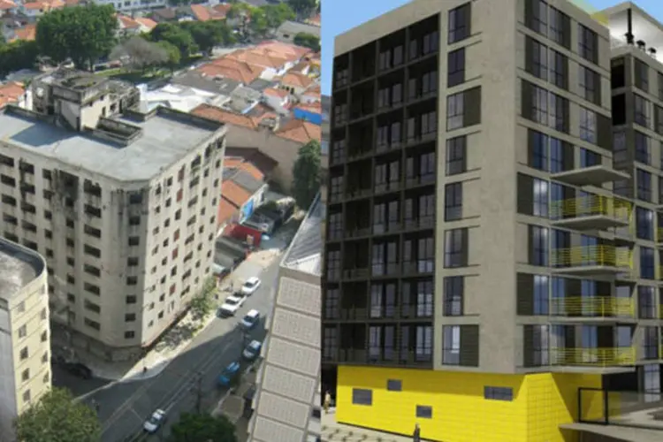 Antes e Depois: prédio construído no fim da década de 50 em processo de retrofit (W/Zarzur)