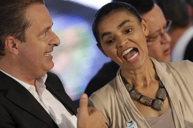 
	Eduardo Campos e Marina Silva: ele tenta colar sua imagem &agrave; dela
 (Ueslei Marcelino/Reuters)