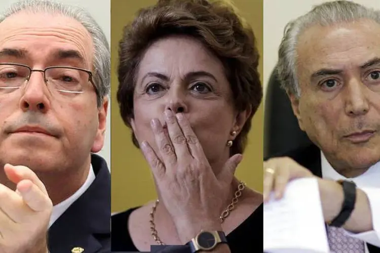 Cunha, Dilma e Temer: nessa ordem, eles dominam o pódio da desaprovação (Montagem EXAME.com)