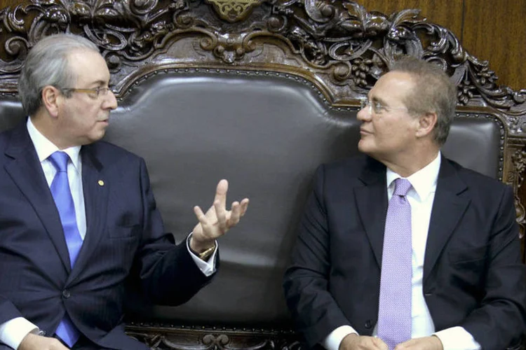 
	Eduardo Cunha e Renan Calheiros: Rodrigo Janot pediu pris&atilde;o da c&uacute;pula do PMDB
 (Jefferson Rudy/Agência Senado)