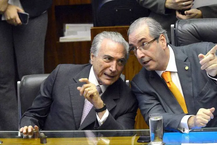 
	Eduardo Cunha e Michel Temer: &ldquo;O vice-presidente assume a Presid&ecirc;ncia apenas para dar seguimento &agrave; orienta&ccedil;&atilde;o pr&eacute;-estabelecida pelo presidente&quot;
 (Antonio Cruz/Agência Brasil)