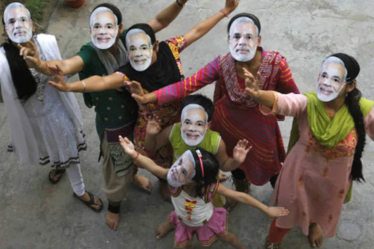 
	Apoiadores do Bharatiya Janata: tribunal permitiu que NSA espionasse o BJP em 2010
 (Jitendra Prakash/Reuters)