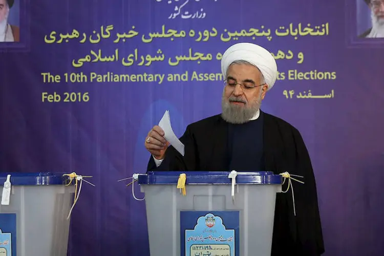 
	Hassan Rouhani: o presidente, eleito em 2013, acredita que este avan&ccedil;o inverter&aacute; a tend&ecirc;ncia em favor de reformistas e moderados
 (Reuters)