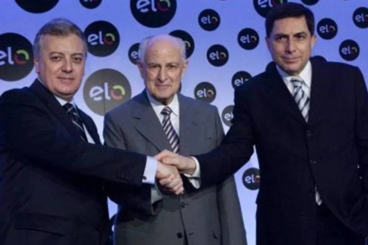 Aldemir Bendine (BB) Lázaro de Mello Brandão (Bradesco) e Luiz Trabuco (Bradesco) na apresentação da Elo. (.)