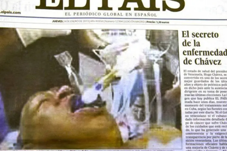 
	Capa da edi&ccedil;&atilde;o desta quinta-feira do &quot;El Pa&iacute;s&quot;: &nbsp;falsa foto foi fornecida ao El Pa&iacute;s pela ag&ecirc;ncia de not&iacute;cias Gtres Online
 (AFP/ Dominique Faget)