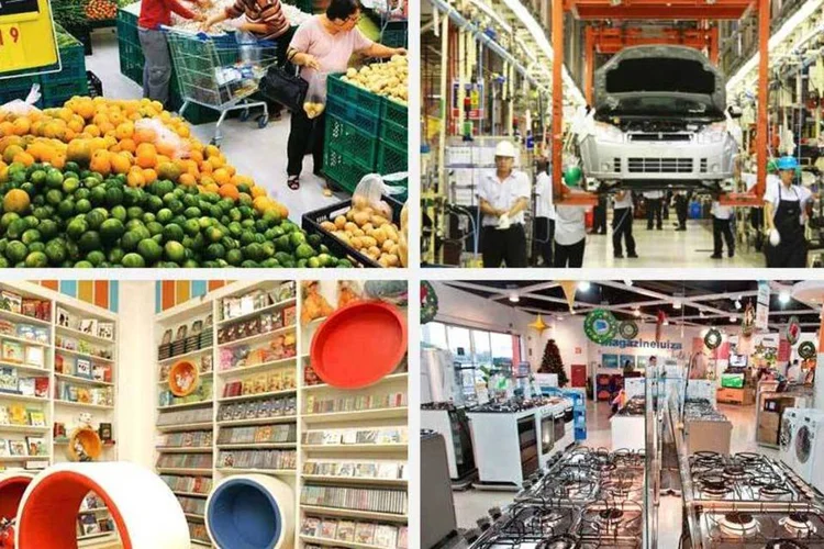 Carrefour, Ford, Magazine Luiza e Saraiva (a partir do alto à esq., em sentido horário): todas perderam posições no ranking EXAME/IBRC 
de atendimento (Montagem/EXAME.com)