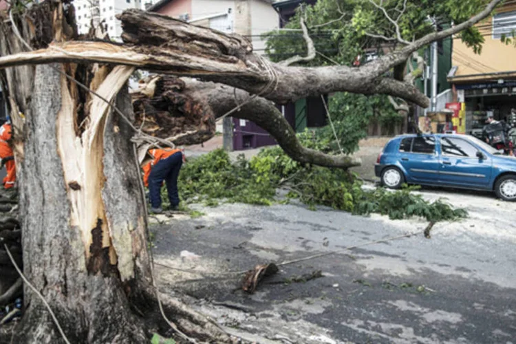 Estragos causados pelas fortes chuvas de ontem (14), em São Paulo: um espaço de cerca de 150 mil metros quadrados, que faz parte da área social do clube de futebol São Paulo, também ficou inundado. (Marcelo Camargo/ABr)