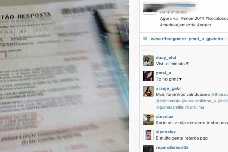 Candidato posta foto do cartão do Enem (Reprodução/Instagram)