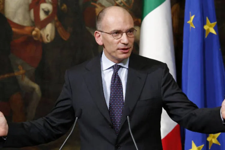 Enrico Letta, o primeiro-ministro da Itália, durante uma conferência de imprensa no Palazzo Chigi, em Roma (Remo Casilli/Reuters)
