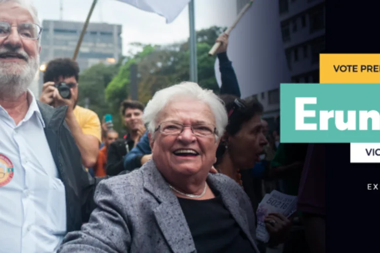 
	Erundina: nesta quinta-feira, 8, a candidata fez uma panfletagem na Avenida Paulista contra o presidente Temer e pedindo a cassa&ccedil;&atilde;o de Cunha
 (Divulgação / Facebook Erundina)