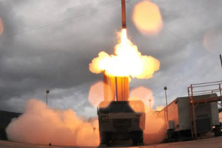 Thaad: o Thaad é um sistema de defesa de mísseis em solo que defende contra mísseis (Missile Defense Agency/AFP)