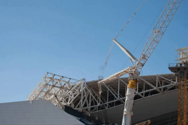 
	&Aacute;rea afetada pela queda de um guindaste na obra do est&aacute;dio do Corinthians, o Itaquer&atilde;o, em novembro do ano passado
 (Marcelo Camargo/Agência Brasil)