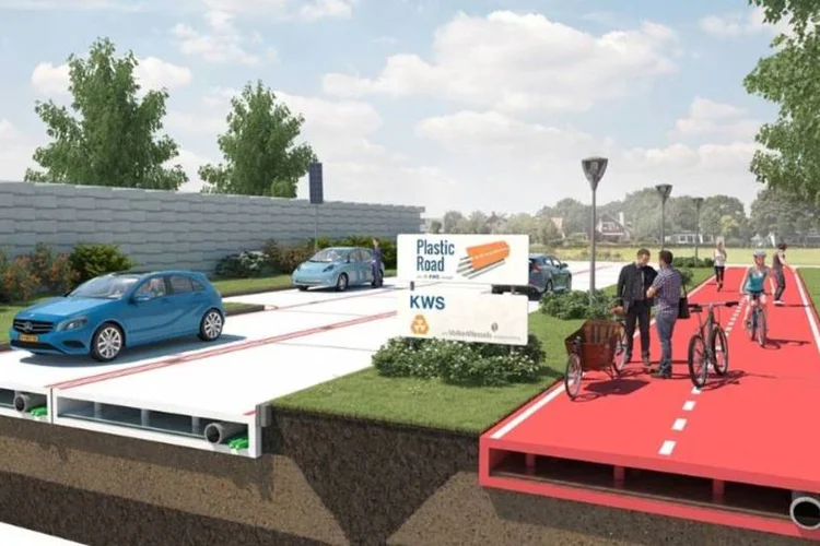 
	O composto feito com garrafas pl&aacute;sticas recicladas &eacute; mais resistente e barato do que uma estrada de asfalto, segundo seus inventores
 (Divulgação/VolkerWessel)