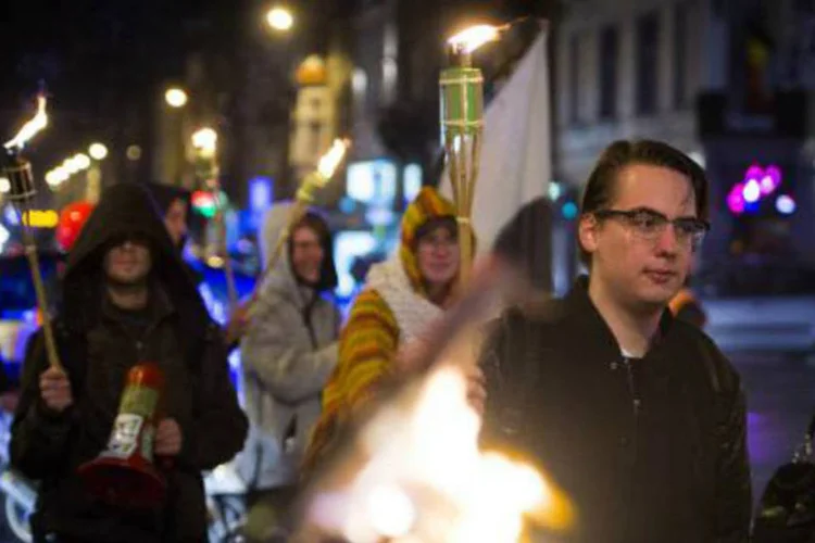 Estudantes belgas participam de manifestação contra a alta dos custos universtários (LAURIE DIEFFEMBACQ/AFP)