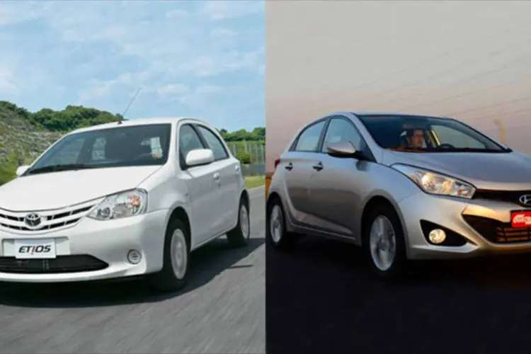 Comparação entre os compactor Toyota Etios e Hyundai HB20 (Reprodução)