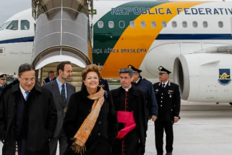 A presidente Dilma Rousseff chega a Roma para participar da cerimônia do início do pontificado do papa Francisco (Roberto Stuckert Filho/PR)