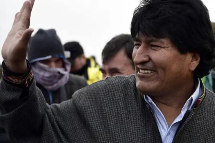 O presidente da Bolívia, Evo Morales: chefe de Estado boliviano, no poder desde 2006, tomará posse em uma cerimônia na sede da Assembleia Legislativa Plurinacional (Franck Fife/AFP)
