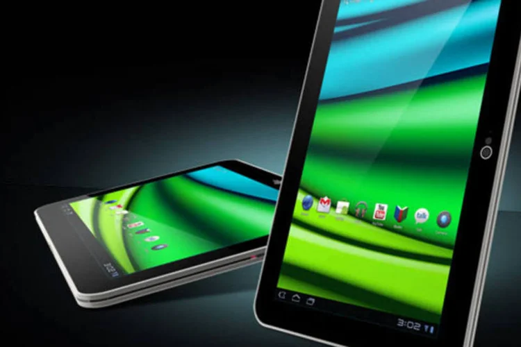 Tablet da Toshiba foi apresentado hoje ao público e detém, por enquanto, o título de mais fino do mundo entre os aparelhos de 10 polegadas (Toshiba)