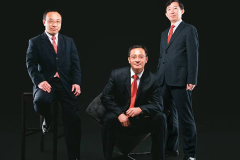 Li, da Sany, Fang, da Zongshen, e Zhang, do Bank of China: executivos que vieram ao país em meio à maior onda de investimentos chineses da história brasileira (Germando Lüders/EXAME.com)