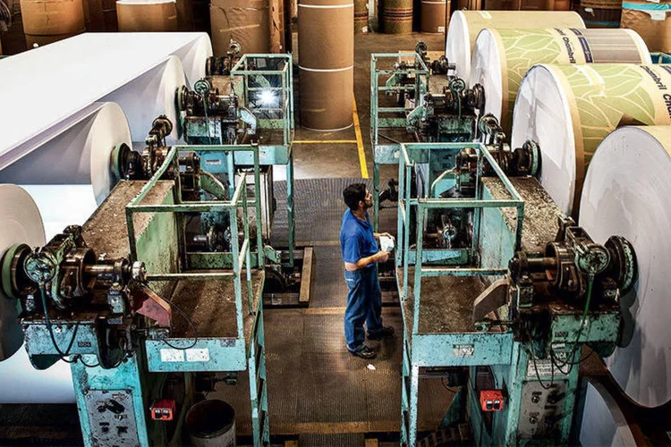 
	F&aacute;brica de papel em S&atilde;o Paulo: a produ&ccedil;&atilde;o de celulose do Brasil caiu 1,3 por cento no m&ecirc;s passado
 (Germano Lüders / EXAME)