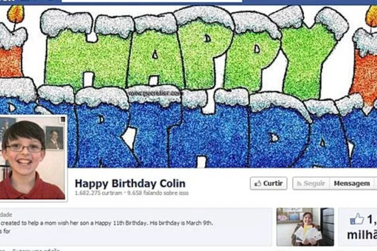 Happy Birthday Colin: o garoto problemático e solitário ganhou o apoio de 1,6 milhão de pessoas (Reprodução de Exame.com)