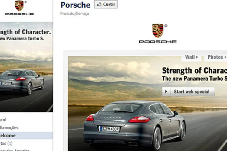 Páginas institucionais no Facebook, como esta da Porsche, podem, agora, ser criadas com base num perfil simples que o usuário já possua (Reprodução)