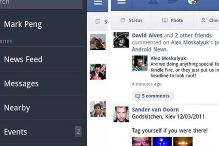 Novidades da última versão do aplicativo do Facebook para Android são menu na lateral esquerda e notificações na parte superior (Divulgação)