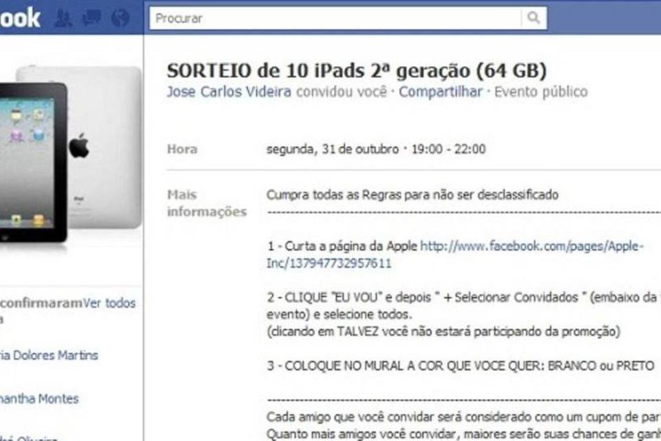Farsantes enganam 554 mil pessoas com sorteio de iPad
