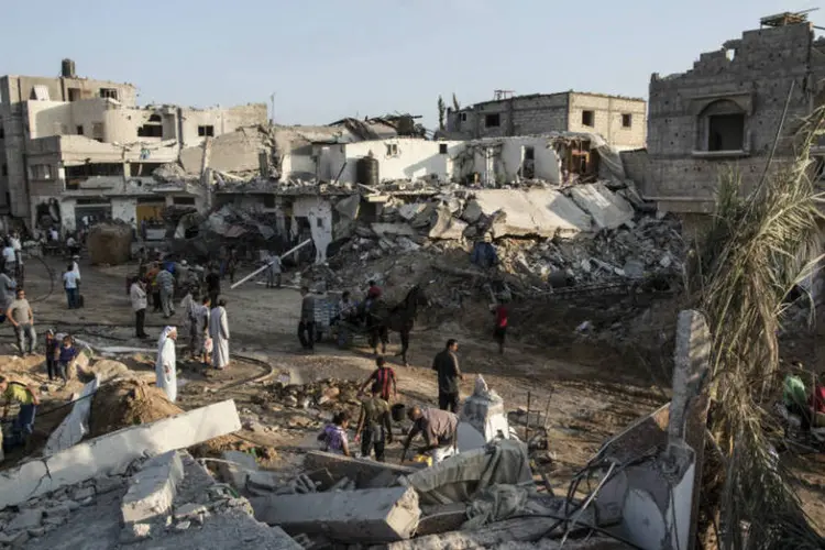 Bairro residencial na Faixa de Gaza: após bombardeios israelenses que aconteceram por sete semanas entre julho e agosto de 2014,  região ficou totalmente destruída (Dan Kitwood/Staff)
