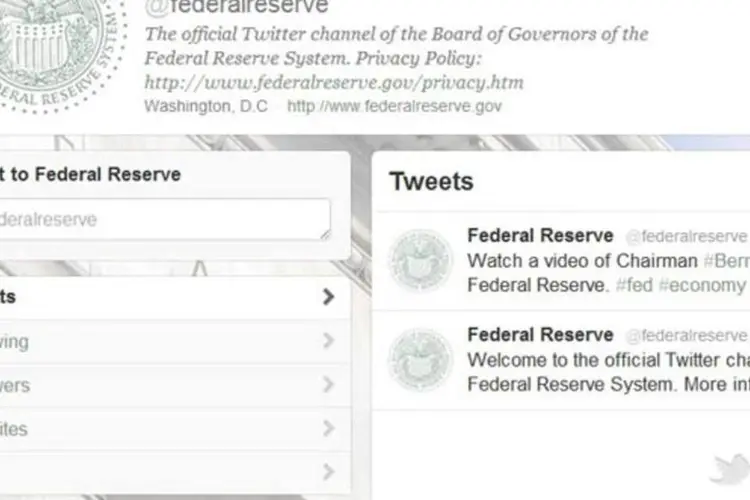 Postagem na conta do Fed no Twitter traz vídeo de Bernanke explicando como o banco funciona (Reprodução/Twitter)