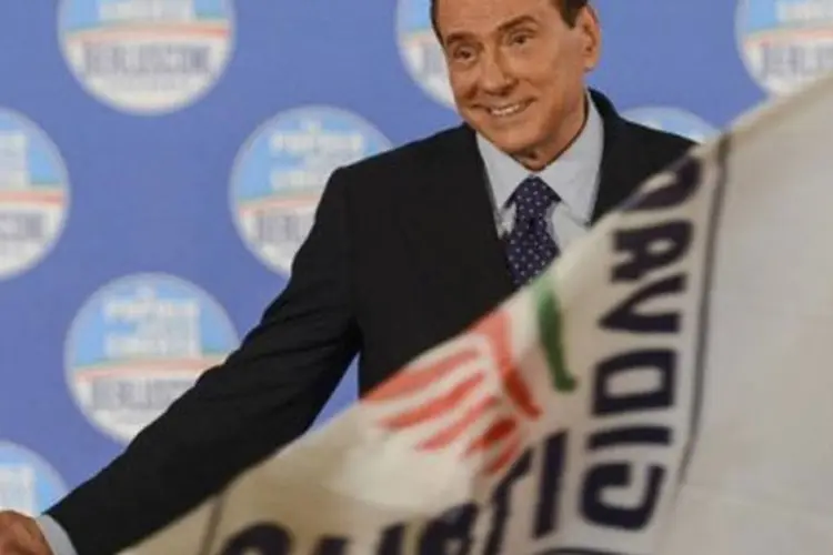 Silvio Berlusconi durante campanha eleitoral em Roma, 7 de fevereiro, 2013 (©afp.com / Andreas Solaro)