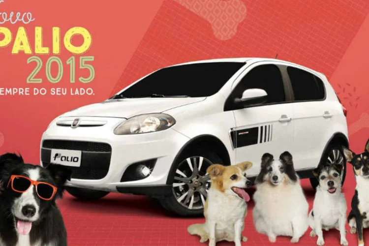 
	Novo Palio 2015: c&atilde;es fazem a campanha do modelo e o carro promove ado&ccedil;&atilde;o dos animais
 (Divulgação)