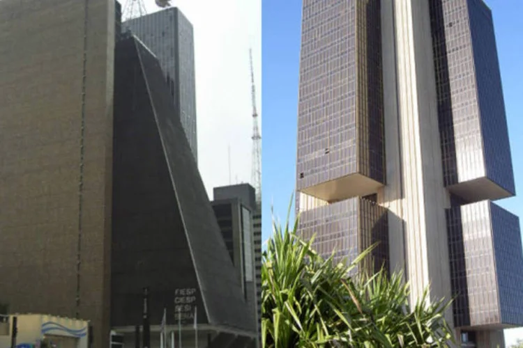 Prédios da Fiesp e do Banco Central (Fotomontagem//Wikimedia Commons)