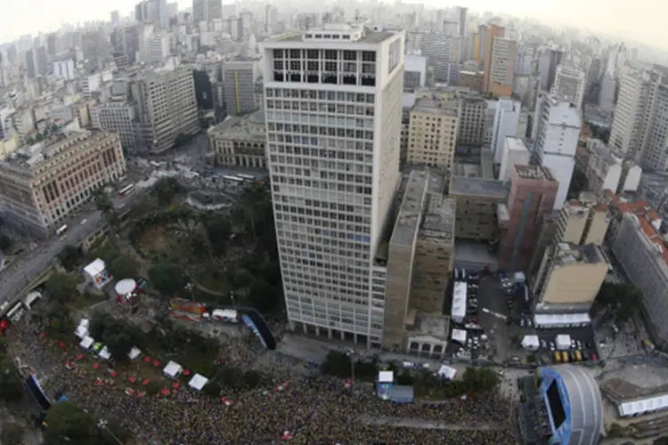 Vista aérea da Fifa Fan Fest em São Paulo, no Vale do Anhangabaú (César Ogata/ Secom/ PMSP)