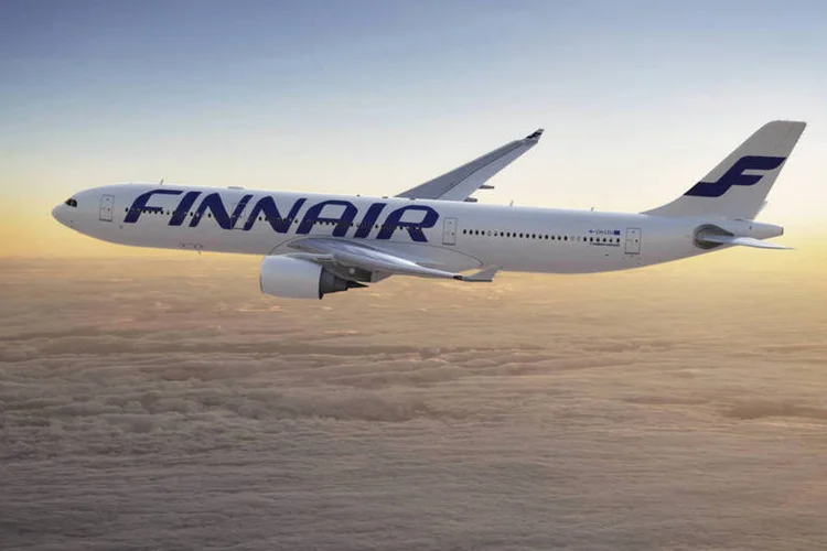 
	Avi&atilde;o Airbus A330 da Finnair: parte do &oacute;leo usado prov&eacute;m de descartes de restaurantes
 (Divulgação)