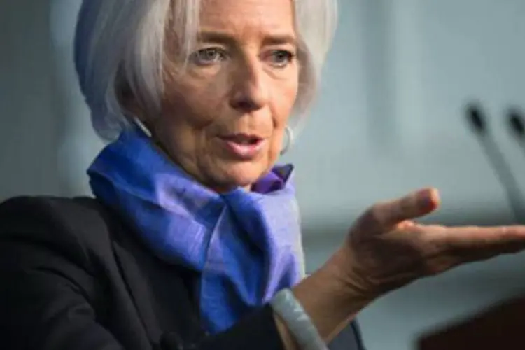 
	Christine Lagarde: FMI tem alertado que particularmente a zona do euro amea&ccedil;a afundar
 (Brendan Smialowski/AFP)