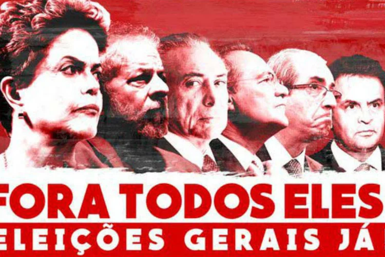 Cartaz pedindo "Fora Todos": movimento de renovação total é semelhante ao argentino (Reprodução)