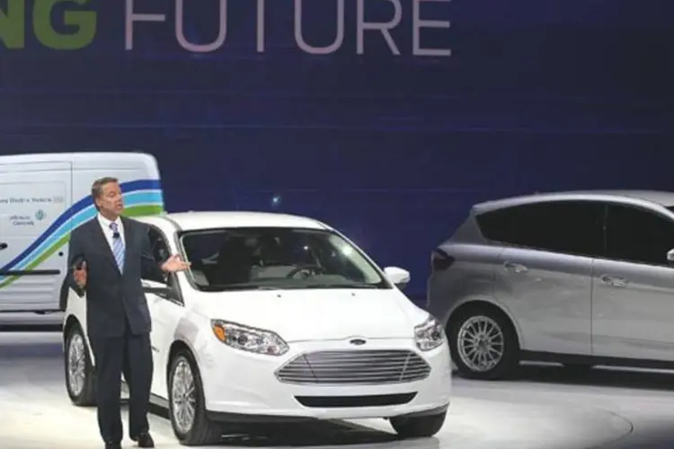 A Ford anunciou seus novos modelos elétricos no Salão de Detroit (Scott Olson/Getty Images)