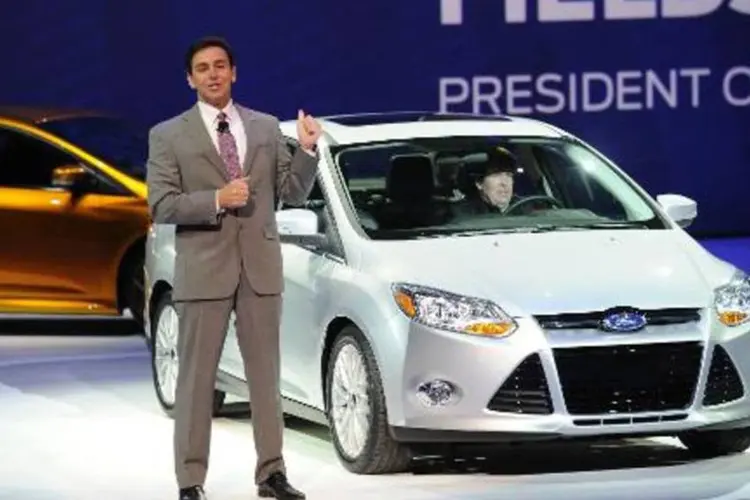 
	Mark Fields, CEO da Ford: &quot;h&aacute; algumas empresas que nunca pensamos que seriam concorrentes para n&oacute;s&quot;
 (STAN HONDA/AFP)