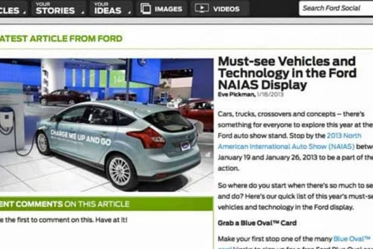 
	A Ford &eacute; uma das empresas que est&atilde;o apostando na publica&ccedil;&atilde;o de conte&uacute;do online
 (Reprodução)