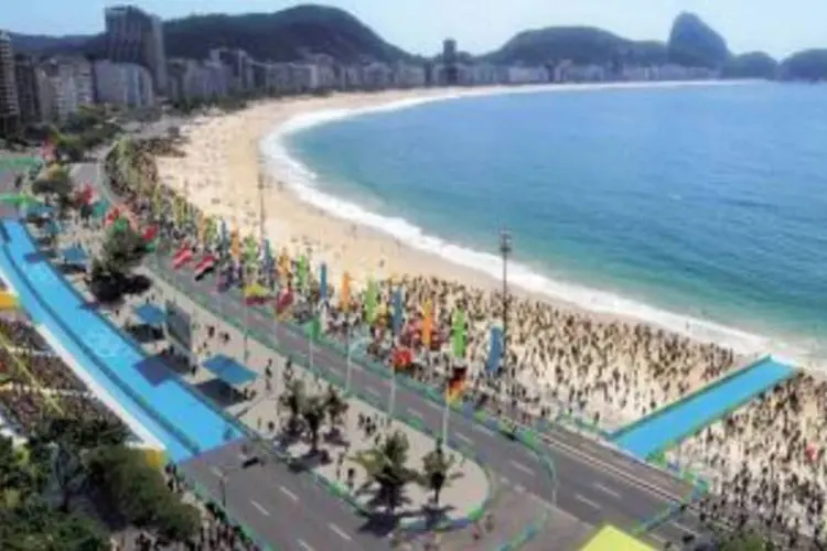 
	Imagem ilustrativa de como deve ficar a estrutura tempor&aacute;ria que ser&aacute; montada no Forte de Copacabana para os Jogos Ol&iacute;mpicos Rio 2016
 (Divulgação/ Rio 2016)