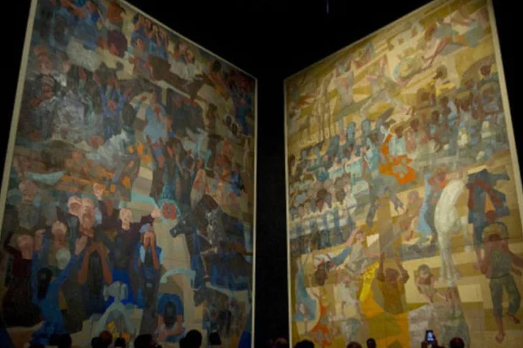 Painéis "Guerra" e "Paz", de Candido Portinari (1903-1962): painéis foram confeccionados pelo artista nos anos 50 e presenteados pelo governo brasileiro à sede da ONU (Getty Images)