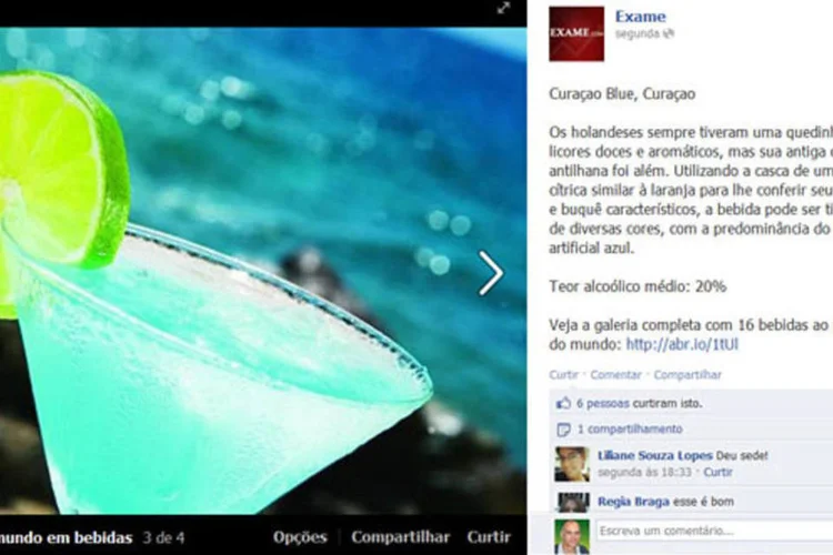 No Facebook, a foto é mostrada à esquerda do texto mas, clicando-se numa setinha no canto superior direito, é possível vê-la ocupando a tela inteira (Reprodução)